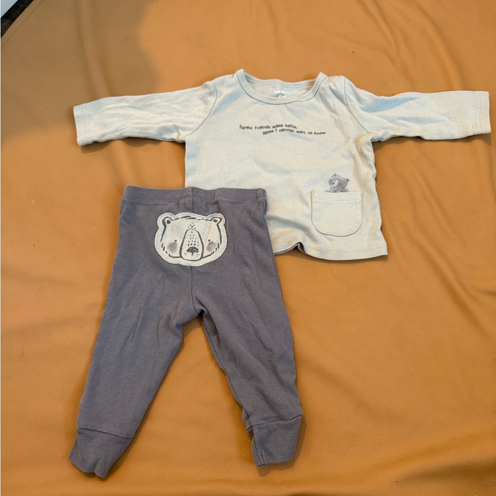 Carter's Cream and Gray Baby Outfit Set